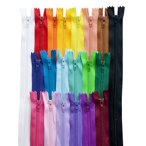 KGS Nylon-Reißverschluss zum Nähen und Basteln | 20 Farben | Größe: 20.3 CM / 8 Zoll | 40 Reißverschlüsse/Packung | Mehrfarbige #3 Reißverschlüsse für Taschen, Beutel, Röcke, Kleider