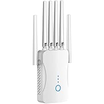 Ripetitore WiFi Potente, Amplificatore di Segnale WiFi con 6 Antenne, Extender Wifi, Modalità (Ripetitore, AP), Copertura Fino a 3200 pi², Copertura Completa a 360°, per Casa e Ufficio