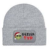 Tassenbrennerei Grinch Beanie Wollmütze mit Spruch: Geiler Typ - Strickmütze lustig als Geschenk für Herren, Mann und Männer - Mütze als Geschenk für Freund (Grau)