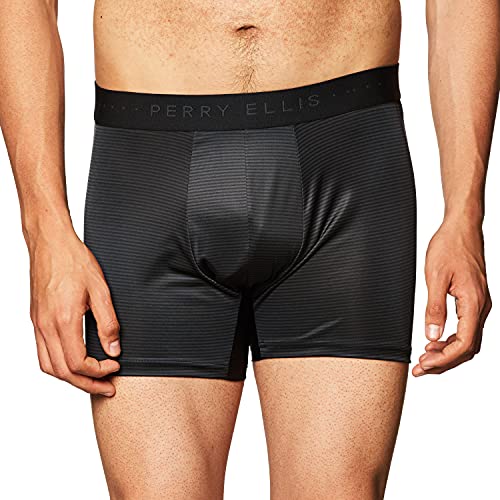 Perry Ellis Men's Stripe Boxer Brief, Black/Grey, Small #TOP3