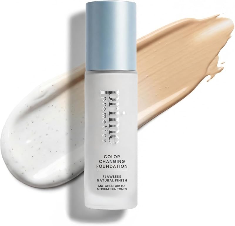 Prime Prometics Color Changing Foundation for Mature Women | Instantly Adapts to Your Skin Tone, Buildable Light-to-Medium Coverage, 12-Hour Wear, Natural Dewy Finish, Hypoallergenic