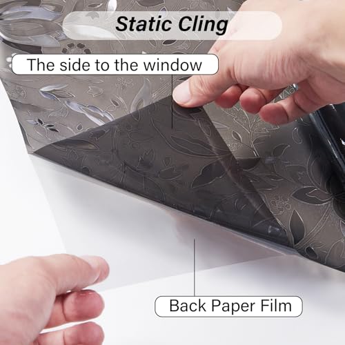 Image of LEMON CLOUD Window Film, Decorative Window Privacy Film, Window Film Privacy Static Cling Frosted, Anti-UV Sun Blocker Heat Control for Home(Grayish Black, 29.5 x 157.4 inches