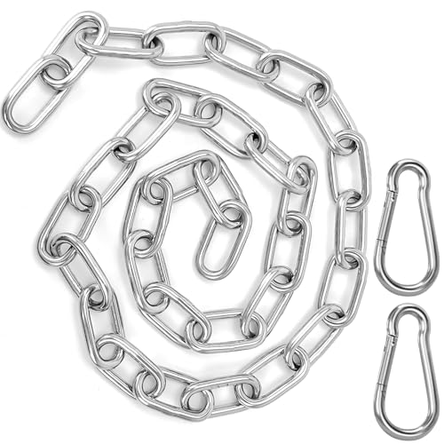 Cadena de extensión para sillón colgante, 100 cm, cadena redonda de acero, extensión de cadena, cadena de acero inoxidable 304, soporte para saco de boxeo, cadena de metal para hamacas, sacos de arena
