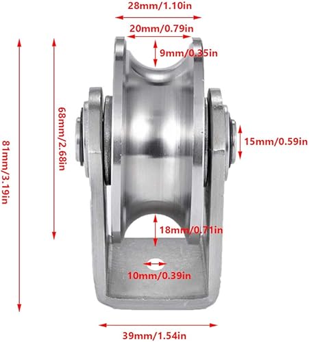 Miniatura 11 de Rodillo rígido de la puerta deslizante del echador rígido de la rueda de la pista del surco de 3in V del acero inoxidable para la puerta deslizante