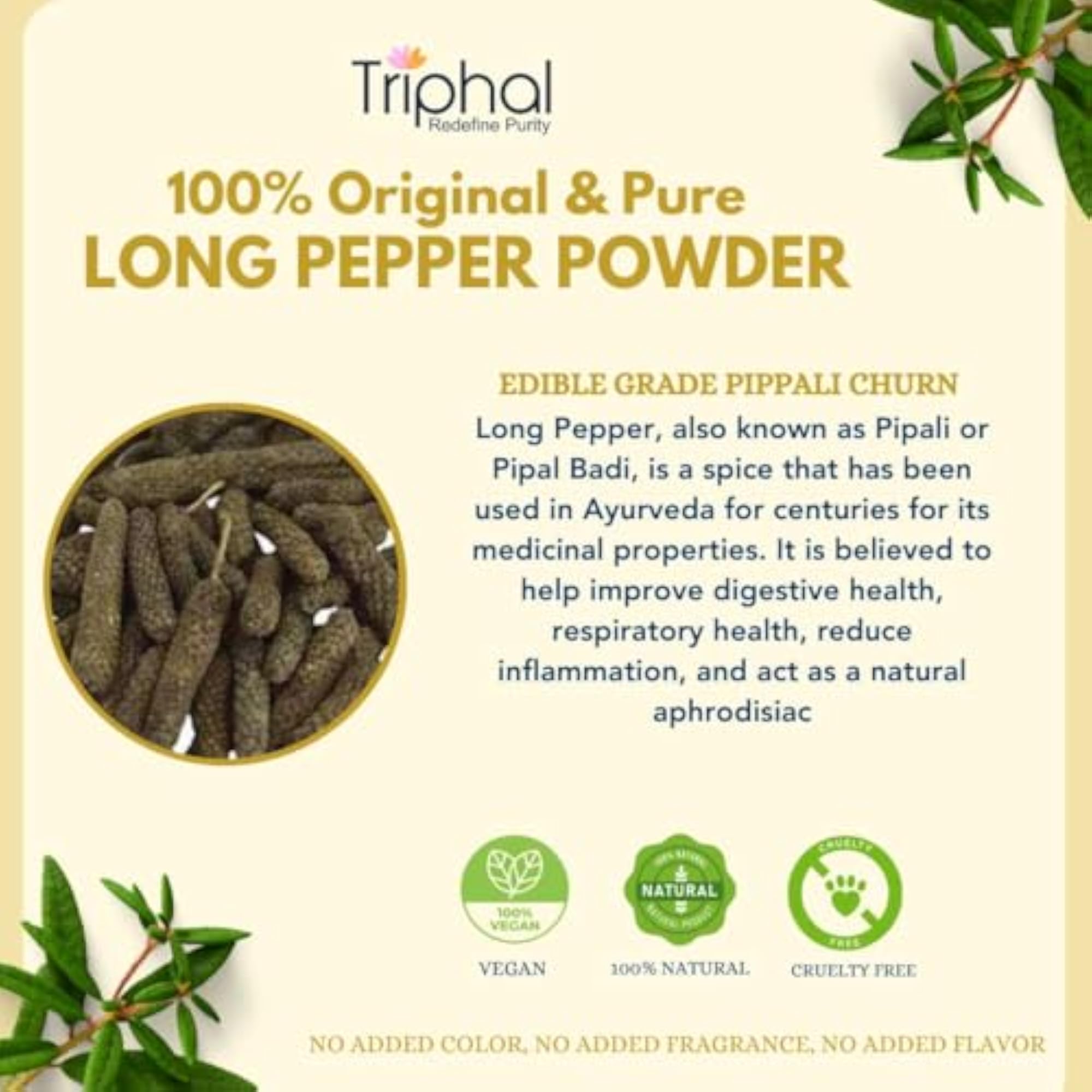 TRIPHAL Pipal Badi Powder, 100g Organic Spice