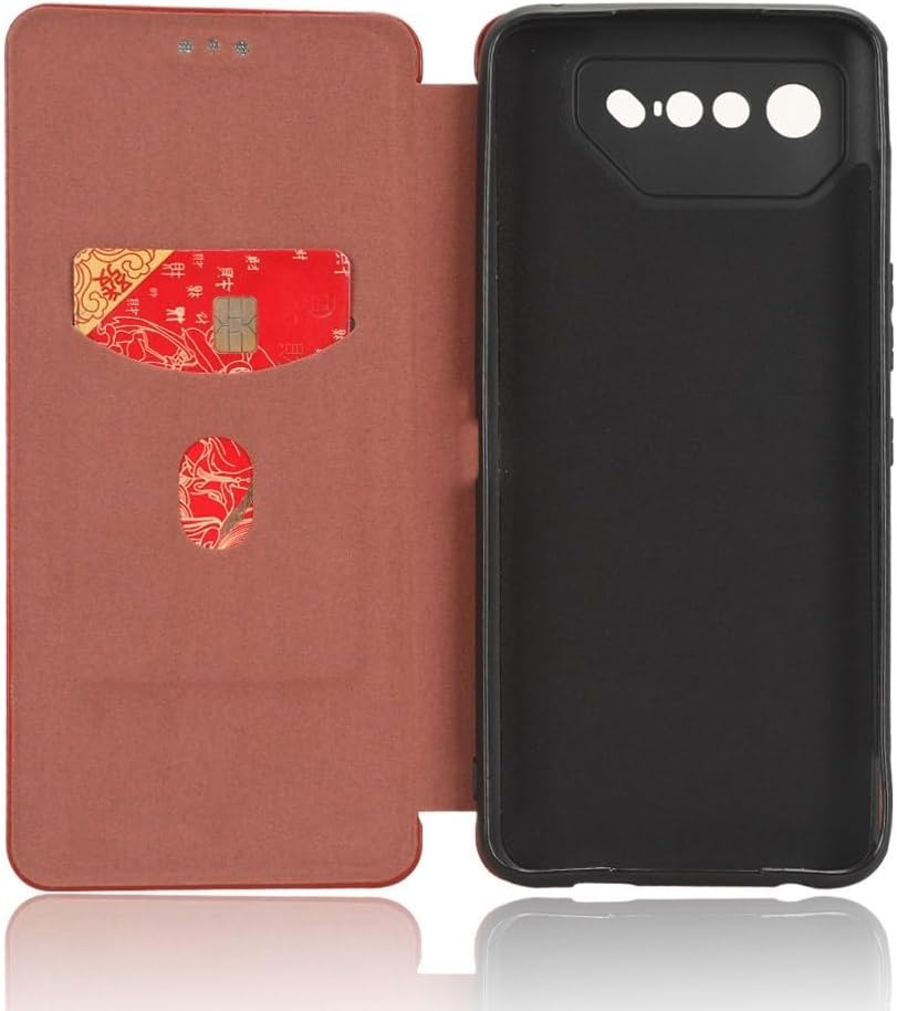 Protective Case Compatible with Asus ROG Phone 7/ROG Phone 7 Ultimate, Slim Fit, Carbon Fiber Look, Shock Absorbing, Soft Anti-Scratch Microfiber Lining Cover Protection Shockproof Cover(Brown)