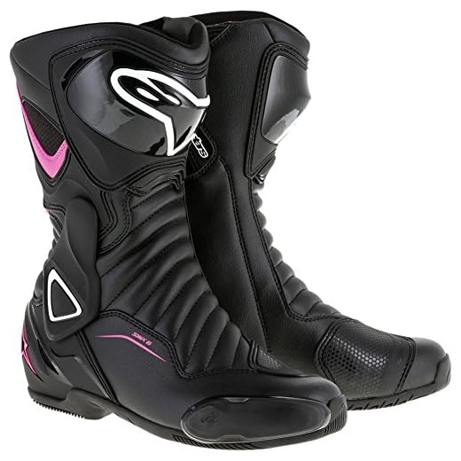 Alpinestars Women's Stella SMX-6 v2 Vented Street Motorcycle Boot, Black/Pink/White, 38