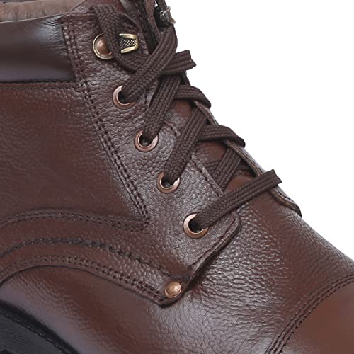 Image of Zoom Shoes Men's Genuine Leather Stylish High Ankle Boots With Laces For Travelling /Office /Party ZA-4171 | Lace-up Shoes With 1-inch Heel, Memory Cushion Insole & TPR Sole