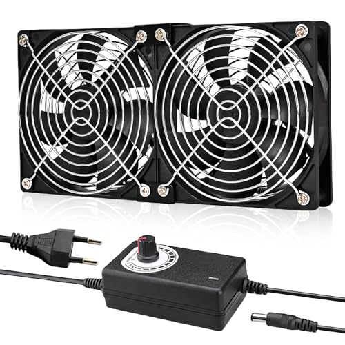 Ventilador WIYETY de 120 mm con control de velocidad, ventilador de enfriamiento sin escobillas de 220 V con tapa metálica, ventilador de extracción silencioso para computadora(2)
