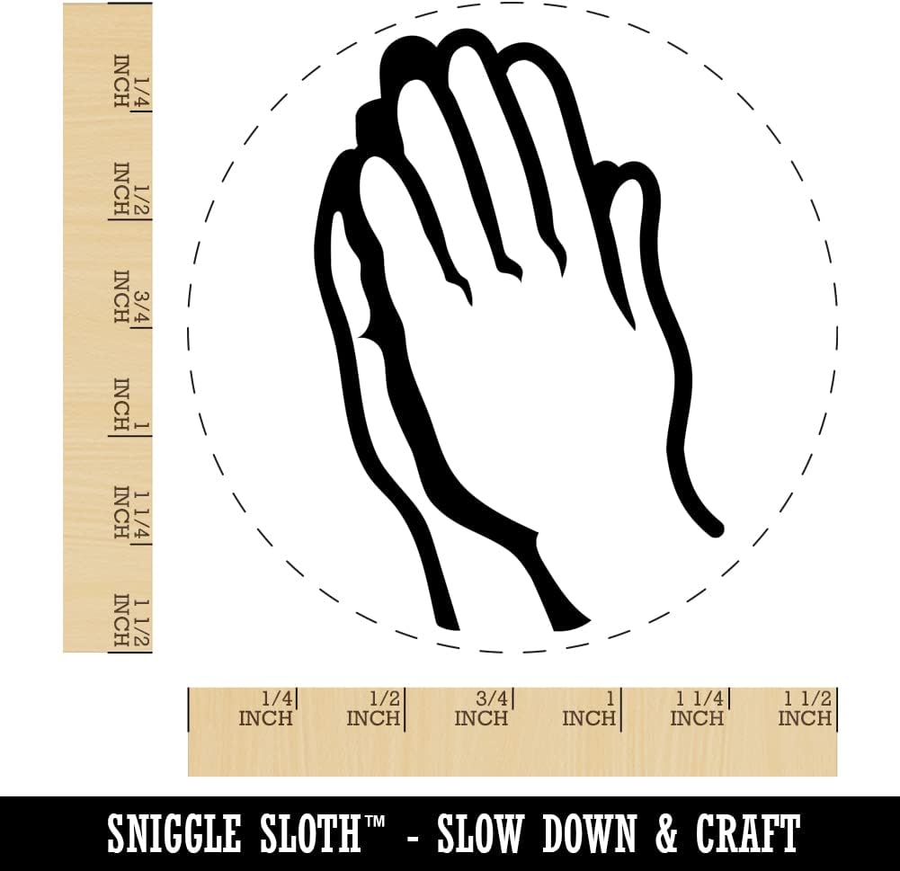 Praying Hands Self-Inking Rubber Stamp Ink Stamper for Stamping Crafting Planners - 1-1/2 Inch Large - Red Ink