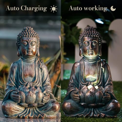 TERESA'S COLLECTIONS Meditating Buddha Statue for Garden Decor with Outdoor Solar Lights, Large Resin Outdoor Decor Garden Statue Sculpture for Home Lawn Yard Decor Gifts for Mom, 7.1'' by TERESA'S COLLECTIONS - Image 7