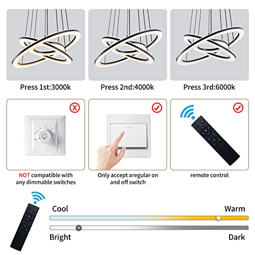 Lustre LED 56W à intensité variable avec plafonnier à télécommande ZH1YFD