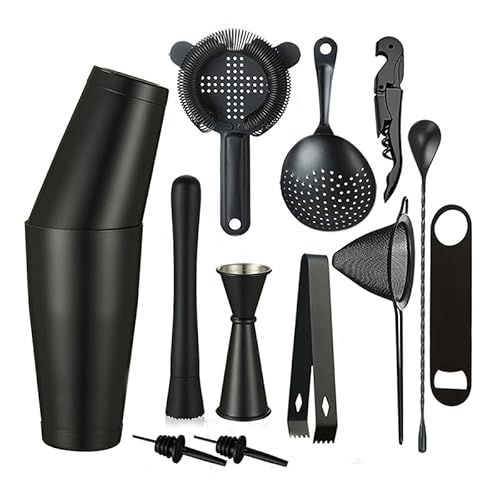 Cocktail Geek 13-teiliges Cocktail-Shaker-Set Mattschwarz