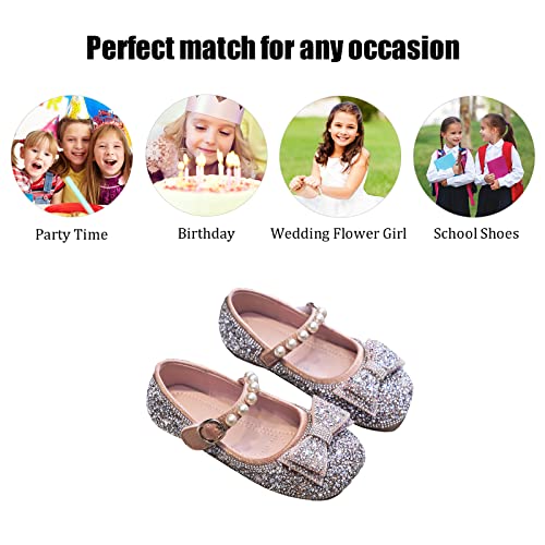 Unybwonn Sparkle Shoes Ballet Flats for Girls Leather Princess Party Girls Shoes Soft and Wear-Resistant for Wedding Flower Girl 6
