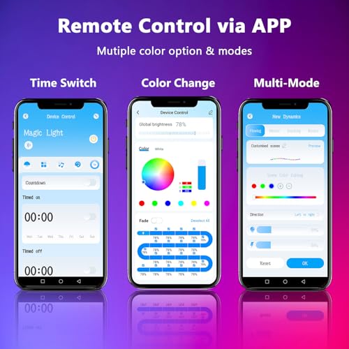 Image of dalattin Smart RGB COB LED IC Strip Lights, 576 LEDs /m Addressable High Density Flexible with Remote & App Control, 16.4ft LED Lights for Living Room, Bedroom, Kitchen Lighting