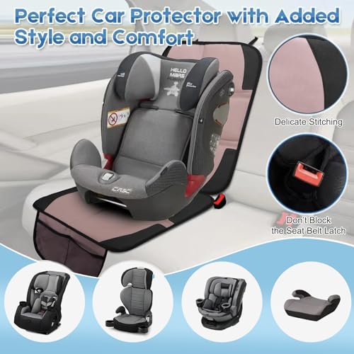 Image of Car Seat Protector for Child, 2 Pack Baby Covers with Mesh Pockets & Non-Slip Backing 600D Durable Under Seat for Back (Rose Gold, Standard)