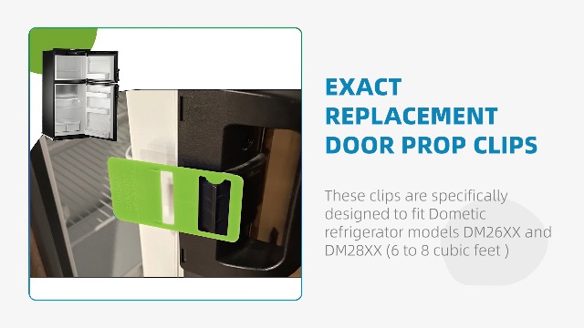 Image of TonGass (2-Pack, Green RV Refrigerator Airing Device Service Kit | Exact Replacement Door Prop Clips Compatible with Dometic Models DM26XX and DM28XX (6-8 Cubic feet Models)