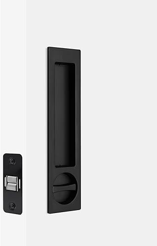 Miniatura 3 de Dontay Manija de puerta de bolsillo, moderna función de entrada rectangular con llave, pestillo de tracción (camabañera), herrajes para puerta