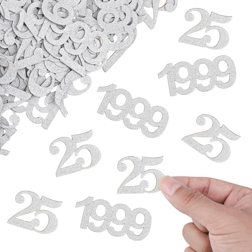 Folat Silbernes Konfetti Mit Zahl 25 - 15g Tüte Für Geburtstag, Jubiläum Oder Silberhochzeit