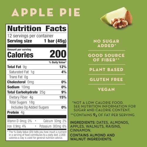 Larabar Apple Pie, Fruit & Nut Bars, 12 ct, 19.2 oz | Gluten-Free, Vegan, Dairy Free, Kosher, Soy Free, Non-GMO, No Sugar Added, 6 Real Ingredients - image 2