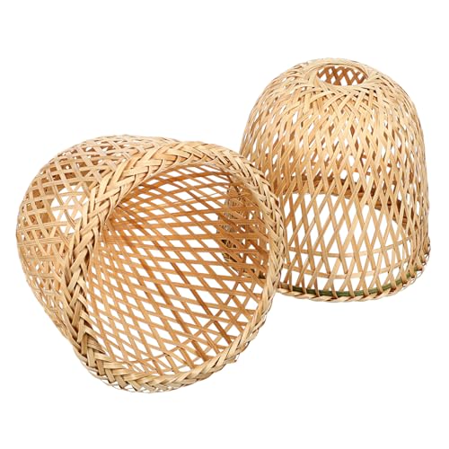 Angoily 2 Piezas Pantalla De Bambú Decoración Ligera Pantallas Para Lámparas De Mesa Lámpara Colgante De Ratán - Es Lámparas De Techo Lámpara Botín Ligero Equipo Tejido De Bambú Khaki