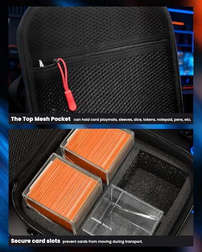 ProCase Card Deck Box with Portable Carrying Case, Acrylic Commander Deck Boxes Holds 400+ Double-sleeved Cards with Hard Travel Organizer for MTG, TCG, YuGiOh -Black