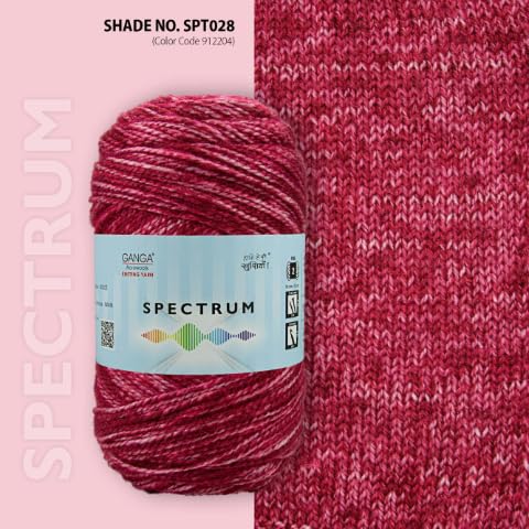 Image of Ganga Acrowools Spectrum Supersoft Knitting & Crochet Yarn | 100% Acrylic Wool Ball. Self patern Soft Hand Knitting Fancy Yarn to unleash creativity, perfect for Art & Craft, babywear, baby blanket, sweaters, ponchos, mufflers, socks, caps; threads works best with crochet hook needle; Avialable in multicolor (Pack of 1 ball = 100 grams).:; - (White Mehroon - SPT028)