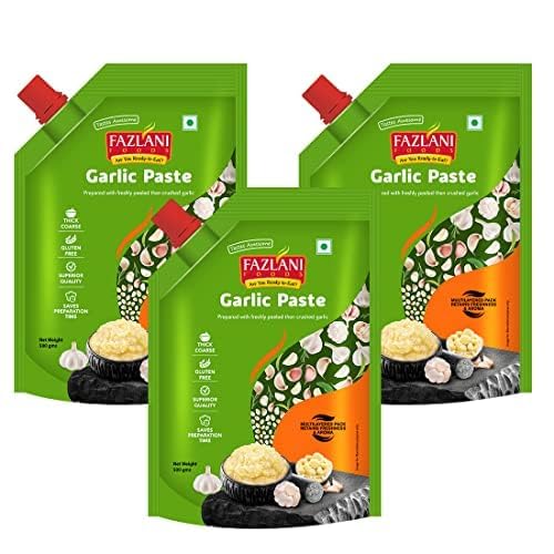 Fazlani Foods Fresh Paste – Authentic, Thick & Flavorful | Gluten-Free, Perfect for Curries, Sauces & Dishes | (Pack of 3, Garlic Paste)