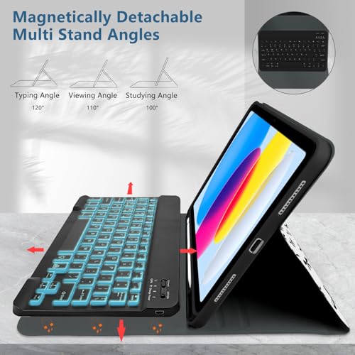 Clavier Bluetooth pour iPad 10e génération mignon chic blanc et noir - 3