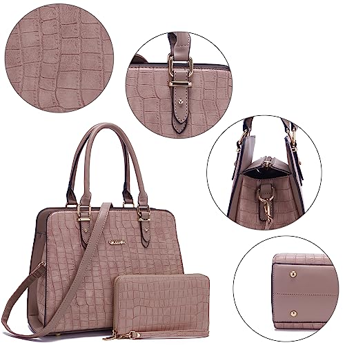 Image of Qiyuer Satchel Purses For Women Handbag And Wallet Set Tote Bag | Premium Vegan Leather,Matching Wallet,RFID Blocking,Work,Casual