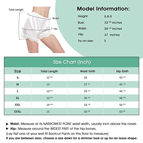 Mancyfit Culottes For Women Pettipants Slips Satin Bloomers Under Shorts For Dresses Lace Hem 4" Inseam White Large #TOP6
