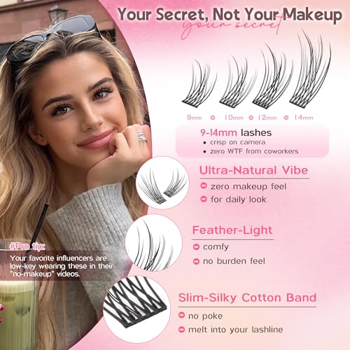 Image of Lash Clusters Wispy 9-14mm Eyelash Clusters Natural DIY Cluster Eyelash Extensions Lash Individual 300pcs Short C Curve