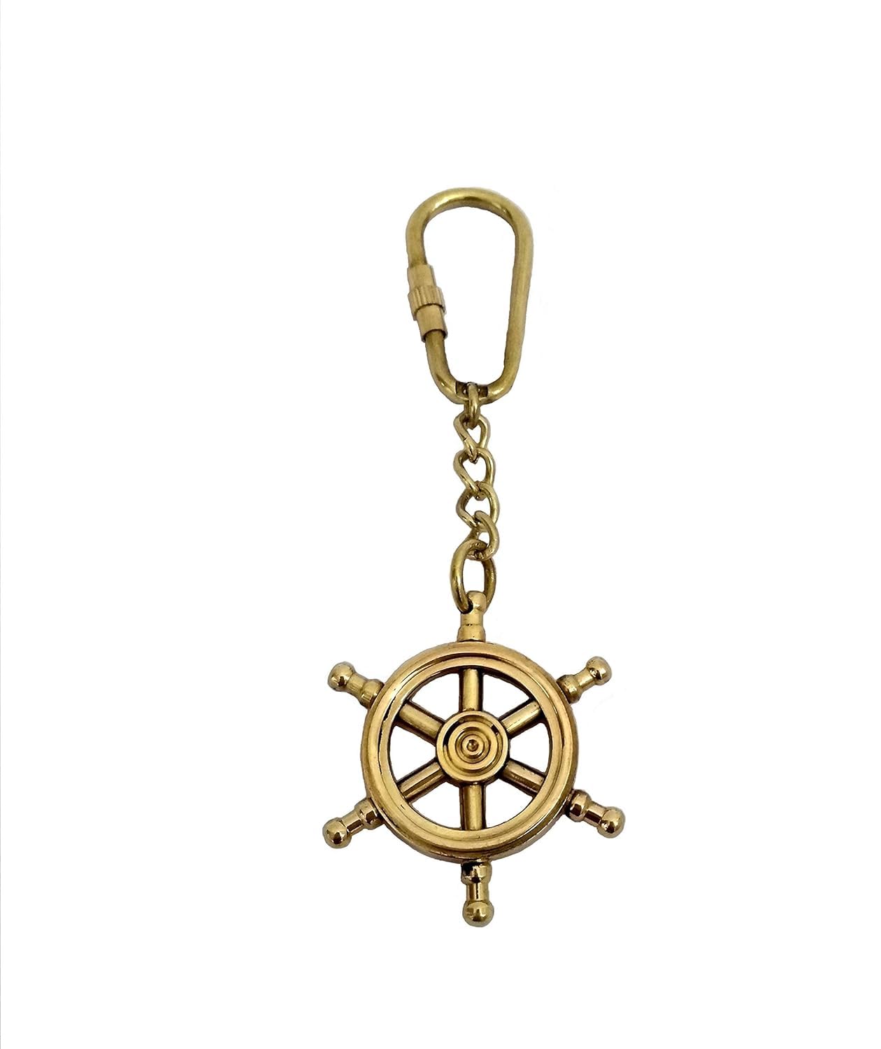 Aayat Handicraft Nautical Solid Brass Ship Wheel Golden Keychain