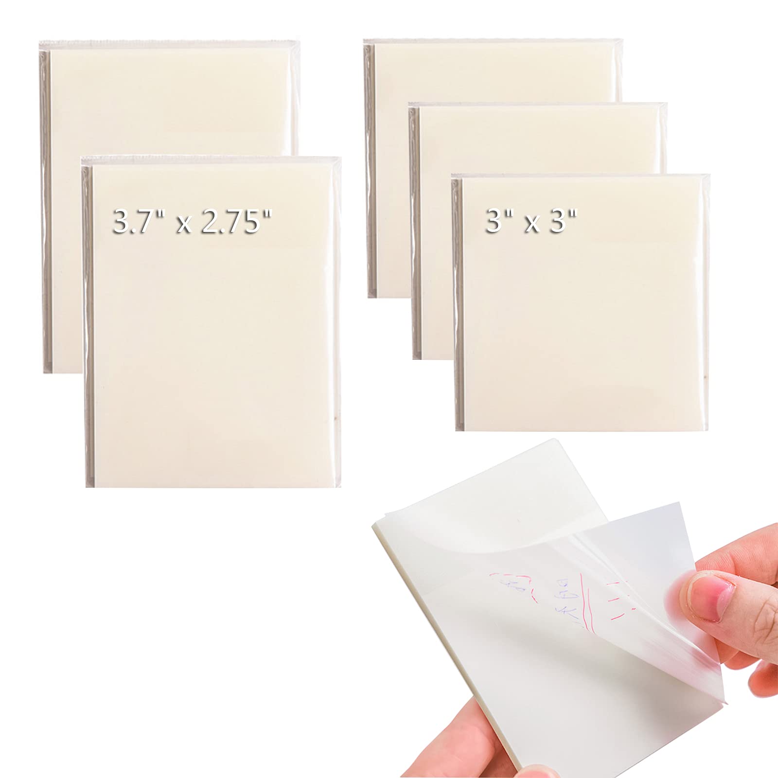 INKOPVA Transparent Sticky Notes Pad, 5PACK 50 Sheets/Per Pad Waterproof Repeatable Translucent Self-Adhesive Clear Memo Message Reminder Notes (5