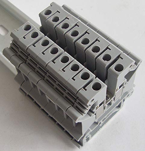 100 Pcs UK5N DIN Rail Terminal Block Screw Clamp Connector 800V 41A - Grey