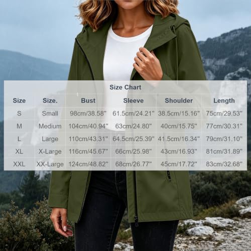 Rain Jacket Women Waterproof Long Hooded Raincoat Outdoor Windbreaker Coats - image 4
