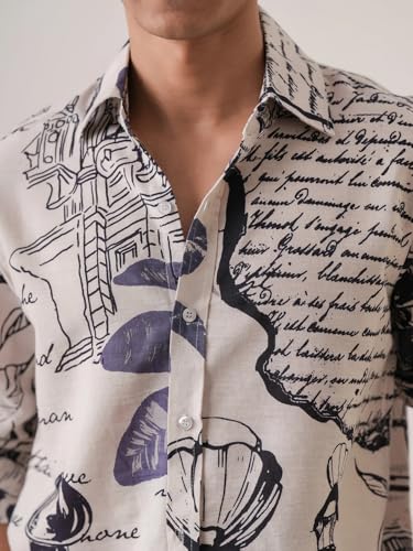 Image of Pinkmint Men Printed Cotton Flex Shirt | Stylish Designer | Regular Fit Floral & Abstract Print Shirt for Men (Available in Plus Size)