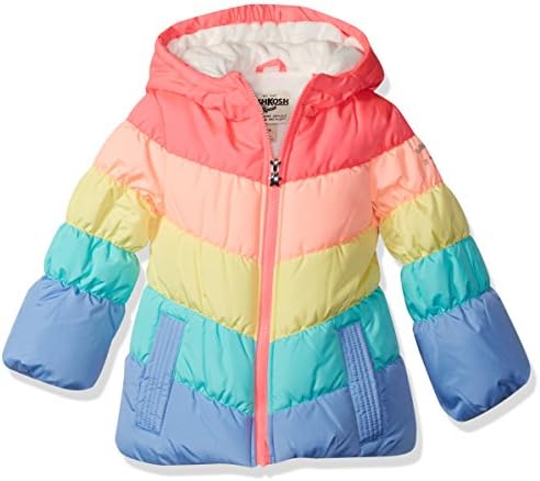 OshKosh B'Gosh Girls' Little Perfect Colorblocked Heavyweight Jacket Coat, Rainbow, 6X