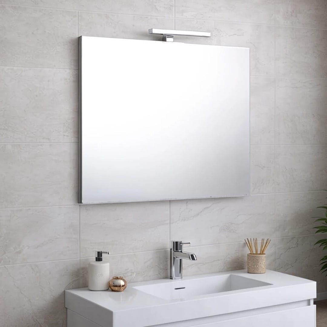 Kiamami Valentina - Specchio Bagno 90X60 E Con Applique Led Cromata