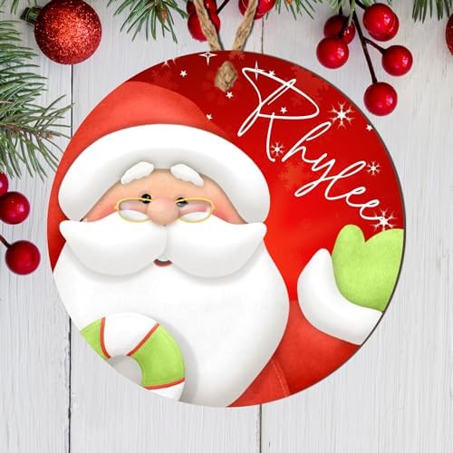Personalised Christmas Tree Name Bauble - 12 Unique Designs (Elf, Santa, Reindeer, Snowman, Penguin, Polar Bear) (Design 5)