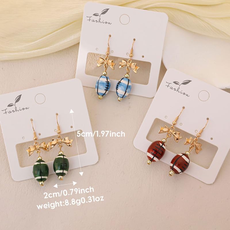 Football Earrings for Women Game Day Earrings Elegant Bow Rugby Gameday Drop Dangle Earring Football Accessories Sports Lover Jewelry Gift for Women - Image 4
