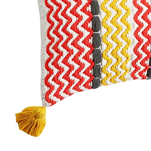 Image of SASHAA WORLD 100% Cotton Decorative Cushion Cover with Zipper | Bedroom & Living Room | Multicolor 45X45 cm