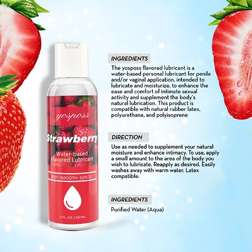Yosposs 4 Fl.Oz. Strawberry Flavored Water Based Lubricant For Men Women, Sugar-Free Natural Feel Personal Lube For Couples Massage thumb #5