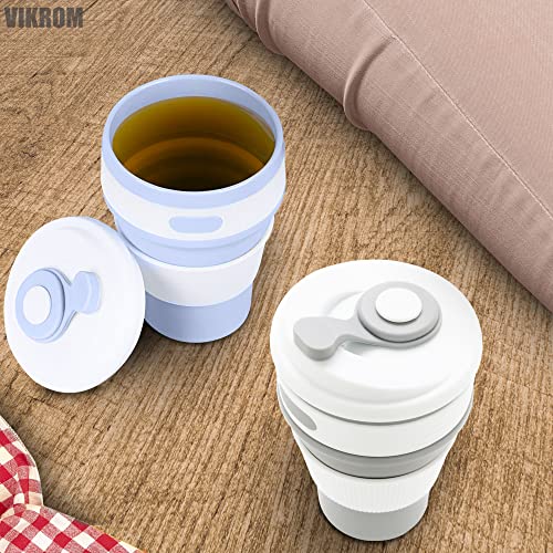 2Pcs Silicone Collapsible Travel Cup - Camping Cups Collapsible Cups Drinking Cups With Lids For Adults Foldable Silicone Cup Collapsible Cup With Lid - Camping Cup Collapsible Drinking Cups For Kids #TOP6
