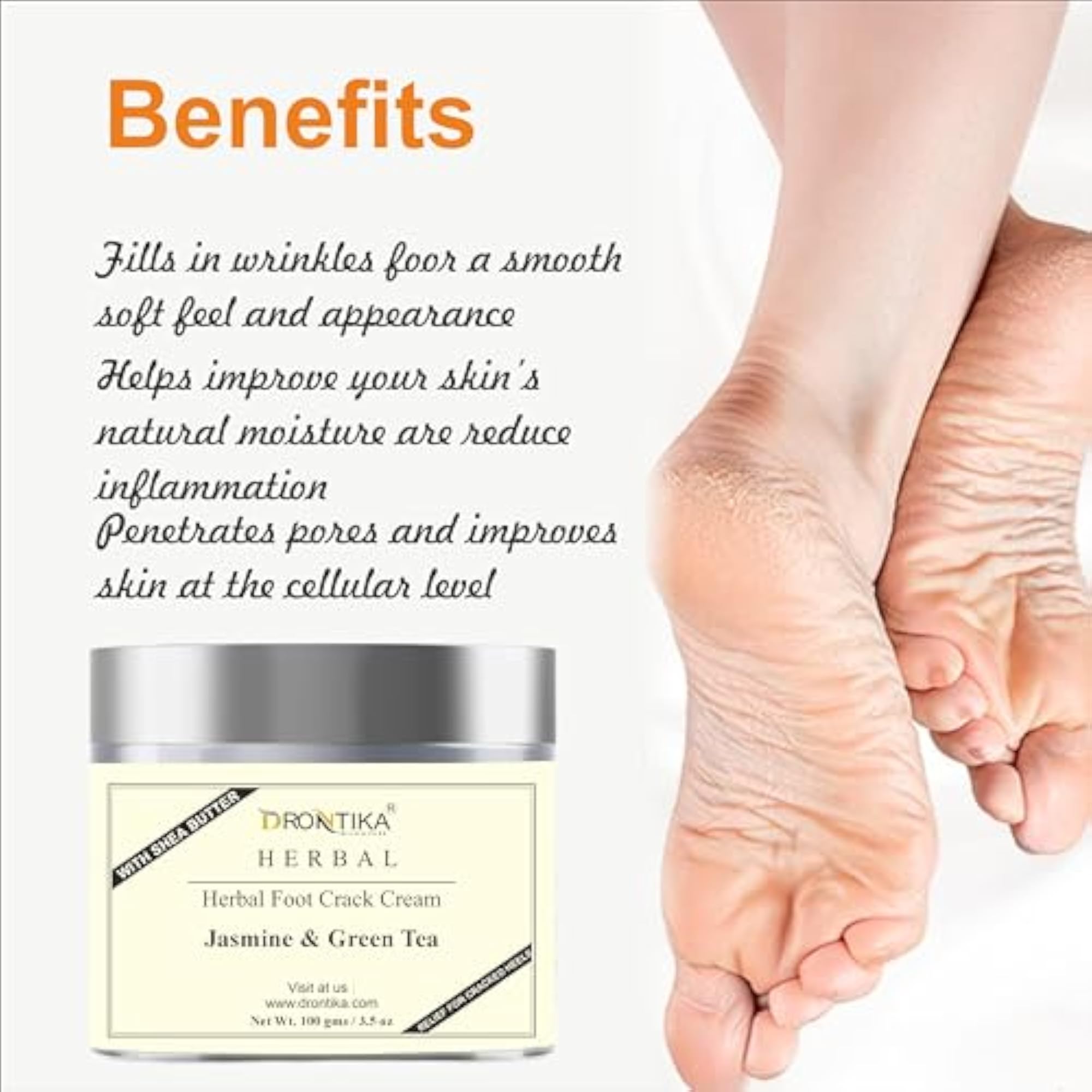 Herbal 100% Ayurvedic Jasmine & Green Tea Foot Crack Cream