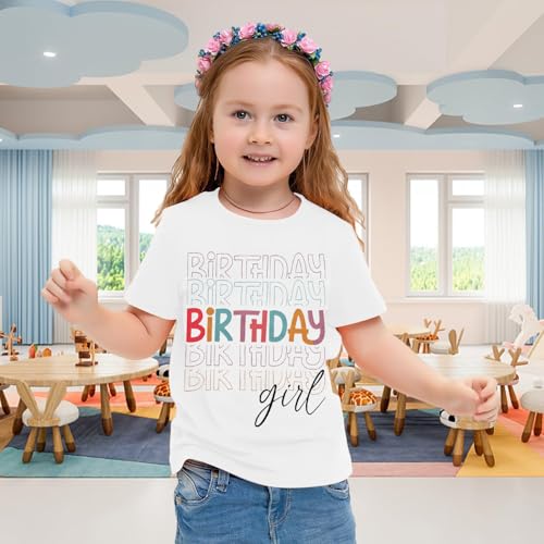 Image of Birthday Girl Shirt Kids Birthday Princess T-Shirt Toddler Girls Birthday Party Tee Cute Birthday Family Tee Tops
