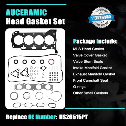 Image of AUCERAMIC HS 26515 PT Engine Cylinder Head Gasket Set for Toyota Corolla 2009-2020 1.8L, Scion xd 2008-2014 1.8L, Scion im 2016 1.8L, Toyota C-HR 2018-2020 2.0L, Matrix 2009-2014, Corolla im 2017-2018
