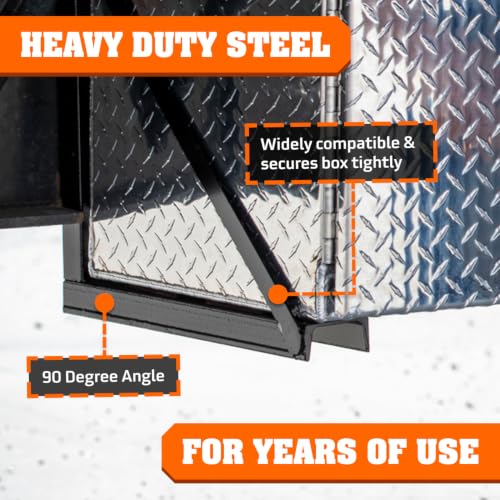 Image of Buyers Products 1701006B Formed Bolted Black Steel Mounting Brackets for Underbody Truck Tool Box, Set of 2, 18 inch x 18 inch, Corrosion Resistant With Universal Hole Pattern For Quick And Easy Mounting