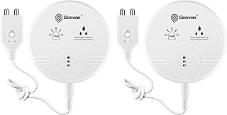 Geevon 2 Pack Water Leak Detector, 135dB Water Leak Sensor Flood Detection Water Alarm for Basements, Bathrooms, Laundry Rooms, Kitchens, Garages, and Attics, Battery-Operated (Battery Included)