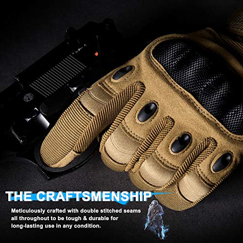 Wtactful Touchscreen Motorcycle Tactical Gloves For Men For Airsoft Paintball Cycling Motorbike Mtb Bike Atv Hunting Hiking Riding Work Outdoor Sport Work Gloves Brown X-Large #TOP1